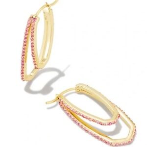 Barbie™ x Kendra Scott Gold Hoop Earrings in Pink Crystal(NWOT)